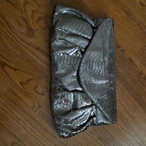 Silver snakeskin cocktail purse